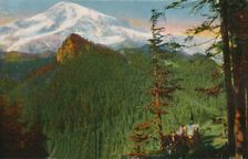 The Road at Rickseeker Point, Mount Rainier in the Distance, Washington c1916. Artist: Asahel Curtis