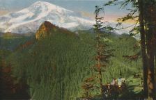 The Road at Rickseeker Point, Mount Rainier in the Distance, Washington c1916. Artist: Asahel Curtis