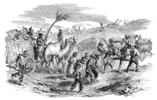 The Road to Sebastopol - Commissariat Waggons, Conveyances of Fascines, etc, 1854. Creator: Unknown