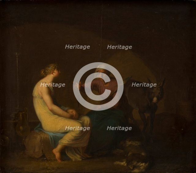 The robber gang's housekeeper comforts the young girl by telling the myth of Cupid..., 1808. Creator: Nicolai Abraham Abildgaard.