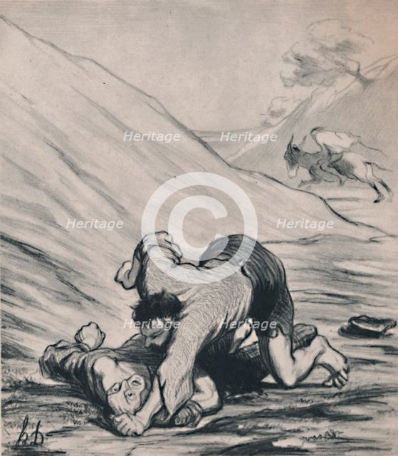 'The Robbers and the Donkey', c.1860s, (1946).  Artist: Honore Daumier.