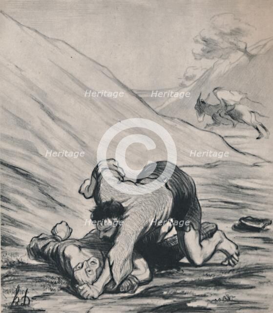 'The Robbers and the Donkey', c.1860s, (1946).  Artist: Honore Daumier.