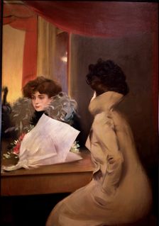 The room before the box 1901-1902, oil by Ramon Casas