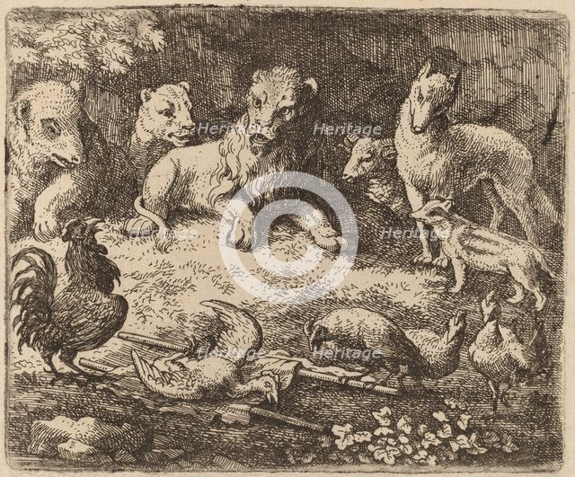 The Rooster Charges Reynard, probably c. 1645/1656. Creator: Allart van Everdingen.