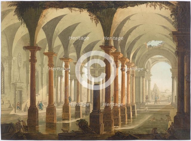 The Roman Baths, ca 1735. Creator: Joli, Antonio (1700-1777).