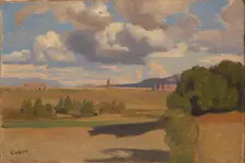 The Roman Campagna, with the Claudian Aqueduct, c. 1826. Artist: Corot, Jean-Baptiste Camille (1796-1875)