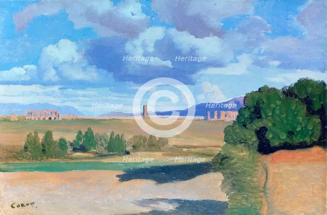'The Roman Campagna, with the Claudian Aqueduct', c1826. Artist: Jean-Baptiste-Camille Corot    