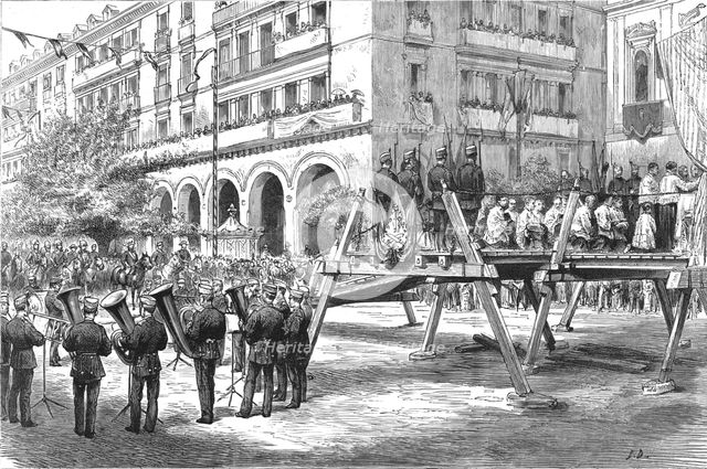 ''The Roman Catholic Congress at Saragossa; An open air Military Mass in the "Plaza De La Constituci Creator: Unknown.