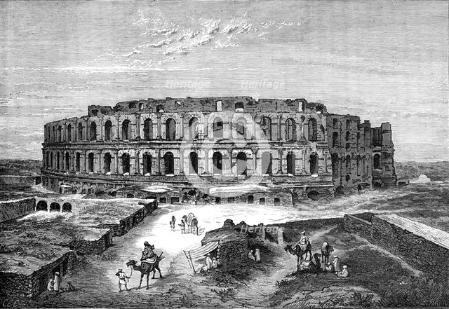 The Roman Coliseum of Thysdrus at El Djem, near Tunis, 1874. Creator: Unknown.