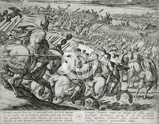 The Roman Commander Cerialis Attacks Near Trier, Publshed 1612. Creator: Antonio Tempesta.