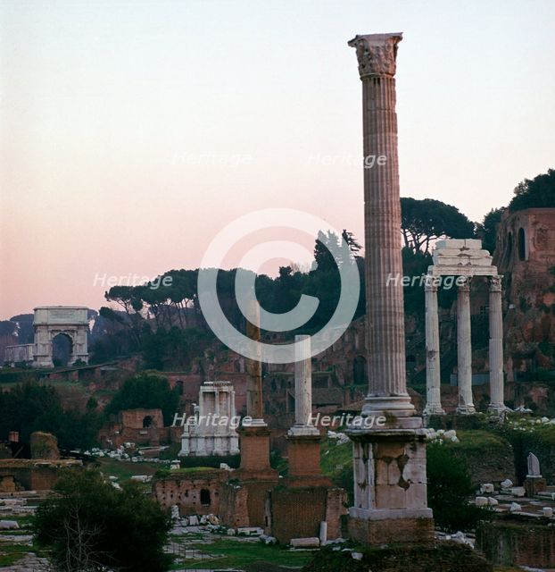 The Roman forum in the evening, 2nd century. Artist: Unknown
