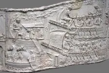 The Roman galleys. Relief detail of Trajan's Column, 1st-2nd century. Artist: Classical Antiquities