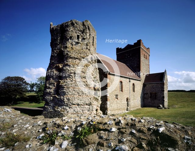 The Roman Pharos lighthouse and St Mary's Church, Dover Castle, Kent, 2005. Artist: Unknown.