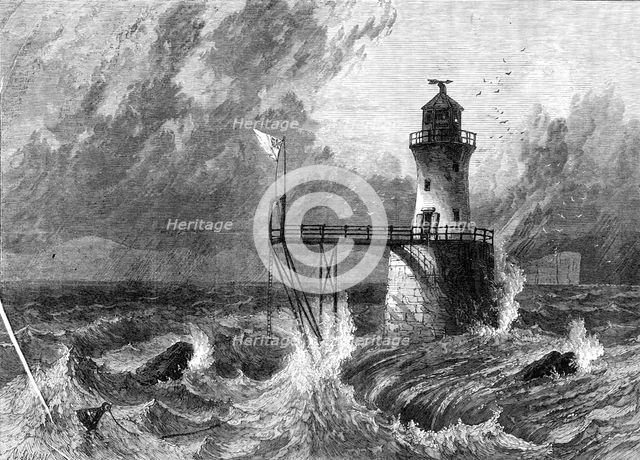 The Roman Rocks Lighthouse, Simon's Bay, Cape of Good Hope, 1869. Creator: Mason Jackson.