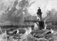 The Roman Rocks Lighthouse, Simon's Bay, Cape of Good Hope, 1869. Creator: Mason Jackson