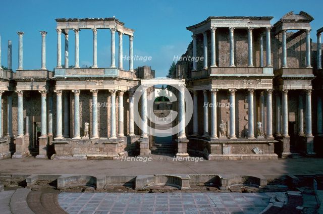 The Roman theatre in Merida, Spain, 1st century BC. Artist: Unknown