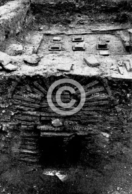 The Roman Villa recently discovered at Darenth, Kent: stoke-hole of a hypocaust, 1895. Creator: Ernest Christopher Youens.