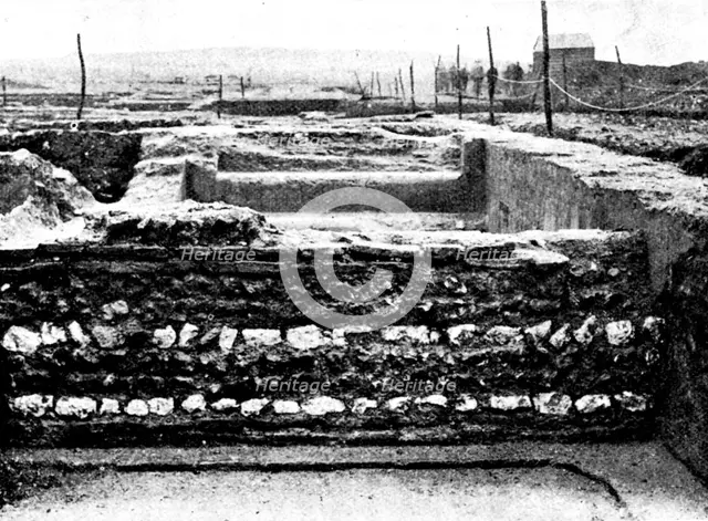 The Roman Villa recently discovered at Darenth, Kent: wall dividing the swimming-bath, 1895. Creator: Ernest Christopher Youens.
