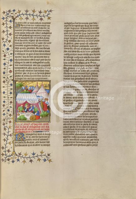 The Romans Feast in an Encampment While the Goths Starve, about 1413-1415. Creators: Boucicaut Master, Workshop of the Boucicaut Master.