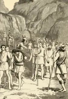 The Romans Passing Under the Yoke at the Caudine Forks 1890. Creator: Unknown