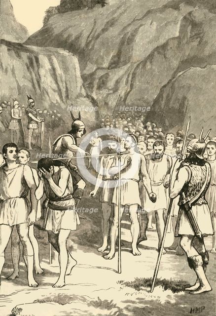 'The Romans Passing Under the Yoke at the Caudine Forks', 1890.   Creator: Unknown.