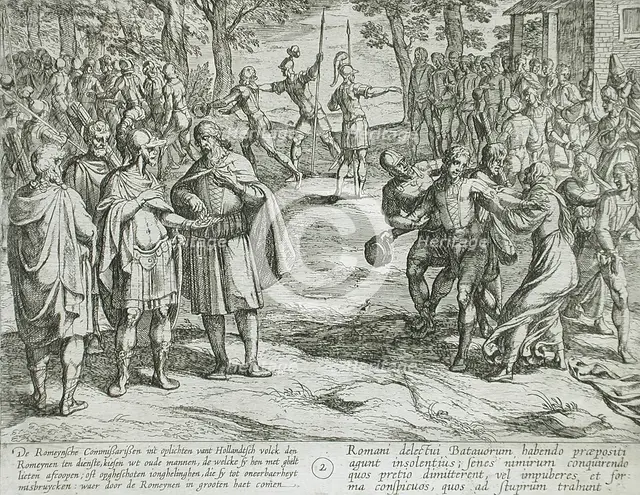 The Romans Paying Off Dutch Old Men for the Services of Young Ones, Publshed 1612. Creator: Antonio Tempesta.