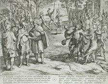 The Romans Paying Off Dutch Old Men for the Services of Young Ones, Publshed 1612. Creator: Antonio Tempesta