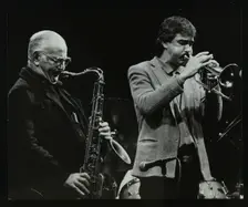 The Ronnie Scott Quintet at the Forum Theatre, Hatfield, Hertfordshire, 29 November 1985. Ronnie Sco Creator: Denis Williams