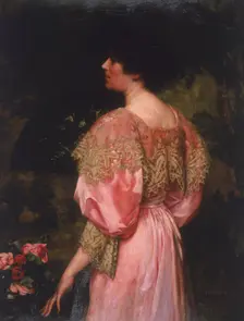 The Rose-Coloured Gown (Miss Giles) 1896. Artist: Charles HM Kerr