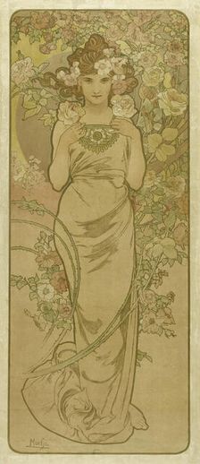 The Rose (From the Series Flowers), 1898. Creator: Mucha, Alfons Marie (1860-1939)