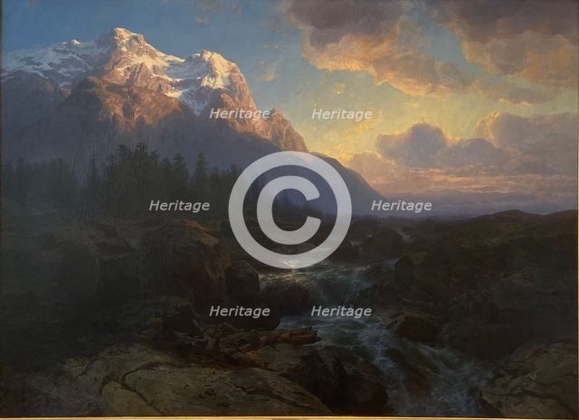 The Rosenlaui Valley with the Wetterhorn, 1856. Creator: Alexandre Calame.