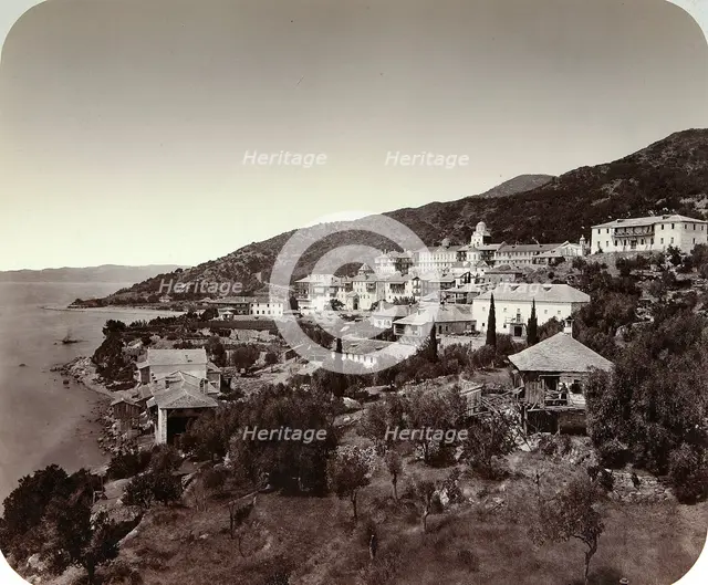 The Rossikon (St Panteleimon Monastery) on Mount Athos, Greece, 1860s. Artist: Unknown