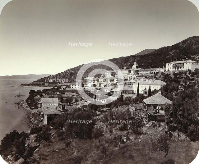 The Rossikon (St Panteleimon Monastery) on Mount Athos, Greece, 1860s. Artist: Unknown