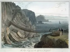 The Rope Bridge near the Lighthouse, Holyhead Anglesey, Wales, 1829. Creator: William Daniell