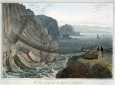 The Rope Bridge near the Lighthouse, Holyhead Anglesey, Wales, 1829. Creator: William Daniell