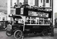 The Rowntree Brass Band on a motor bus in London, after 1904