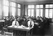 The Rowntree factory dining room for girls, York, Yorkshire, 1900