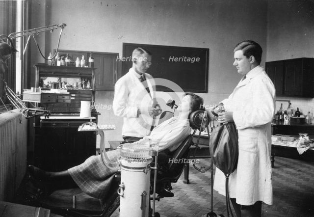The Rowntree staff dentist at work, Rowntree Factory, York, Yorkshire,1920. Artist: Unknown