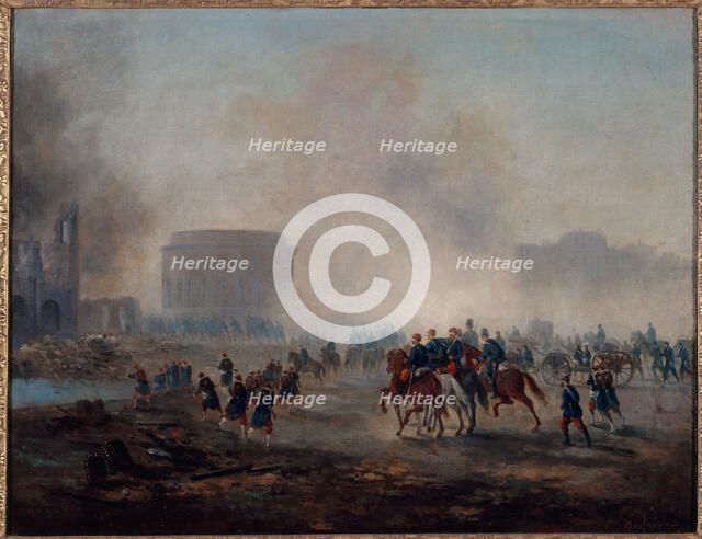 The Rotonde de la Villette surrounded by Versailles troops, 1871. Creator: Gustave Boulanger.