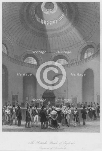 'The Rotunda, Bank of England - Payment of Dividends', c1841. Artist: John Shury.