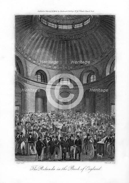 The Rotunda in the Bank of England, London, 1804.Artist: Edwards