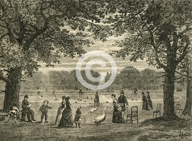 'The Round Pond, Kensington Gardens', c1876. Creator: Unknown.