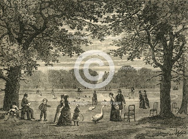 'The Round Pond, Kensington Gardens', c1876. Creator: Unknown.