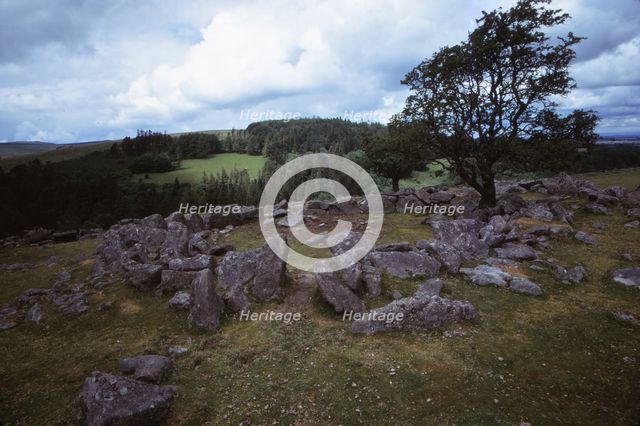 The Round Pound at Kestor Settlement,  Dartmoor, Devon, 20th century. Artist: Unknown.
