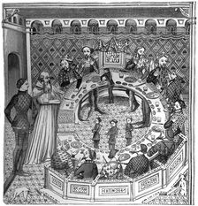 The round table of King Artus of Brittany, 14th century, (1870)