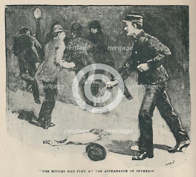 'The Roughs Had Fled At The Appearance of Peterson', 1892. Artist: Sidney E Paget.