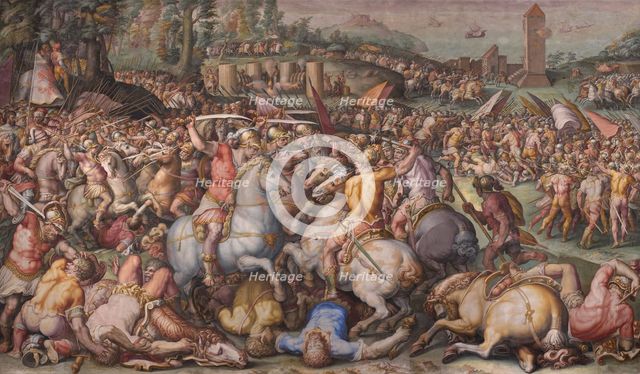 The rout of the Pisans at Torre San Vincenzo, 1568-1571. Artist: Vasari, Giorgio (1511-1574)