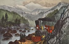 The Route To California, Truckee River, Sierra-Nevada, pub. 1871, Currier & Ives (Colour Lithograp