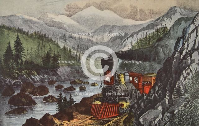The Route To California, Truckee River,  Sierra-Nevada, pub. 1871,  Currier & Ives (Colour Lithograp