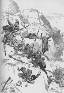 The Routed Spaniards Clambered Up The Rugged Sides 1902. Artist: GB